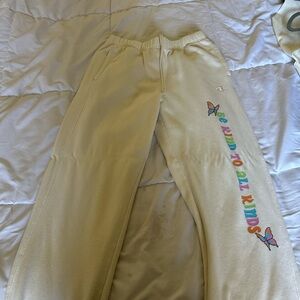 Champion Beige Sweatpants with Multicolor Print